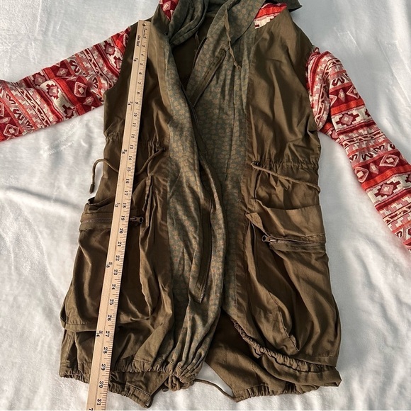 Paparazzi Utility Jacket with Aztec Sleeves Army Green Layered Western Small - Picture 10 of 10